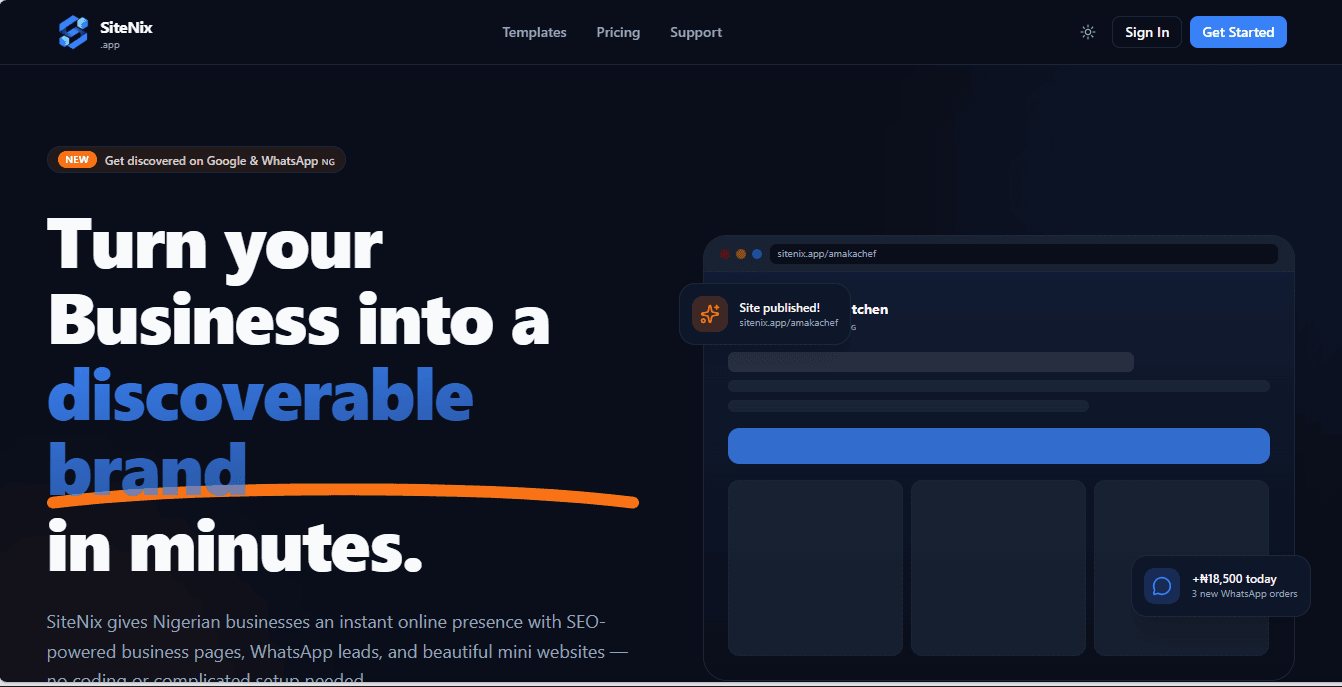 Sitenix Home page